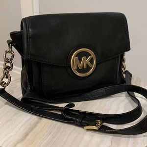 Michael Kors Soft Pebbled Leather Gold Logo Crossbody